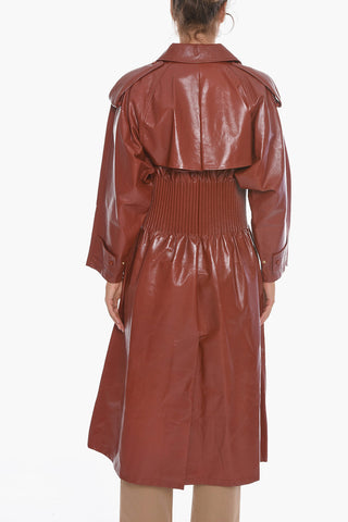 Double-breasted Leather SHINY Slim Fit Trenchcoat