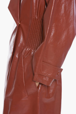 Double-breasted Leather SHINY Slim Fit Trenchcoat