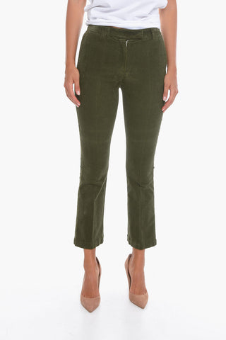 Corduroy Cropped Trousers with Flared Leg