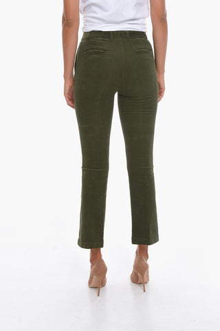 Corduroy Cropped Trousers with Flared Leg