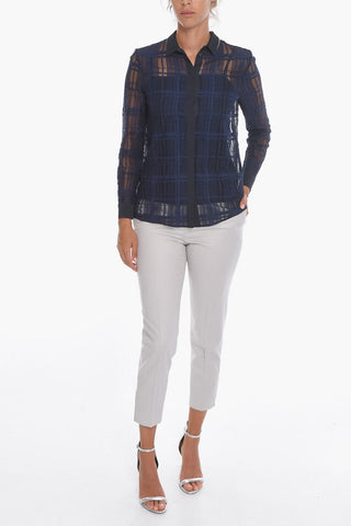 Meshed-cotton Shirt with Beaded Details
