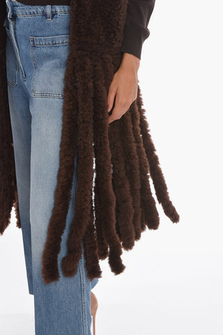 Fringed Shearling Scarf