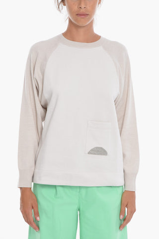 Fleeced-cotton Crewneck Sweatshirt with Pocket Detail