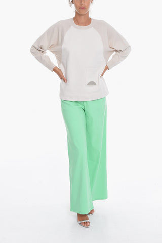 Fleeced-cotton Crewneck Sweatshirt with Pocket Detail