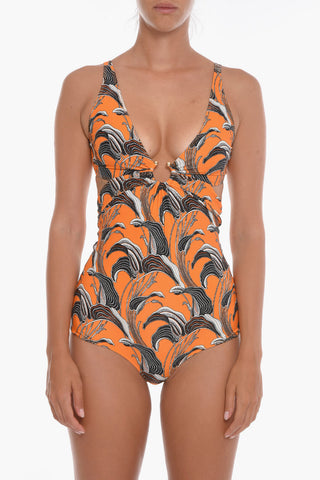 Floral-Motif One Piece Swimsuit