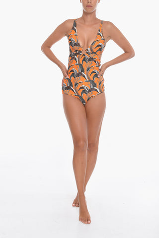 Floral-Motif One Piece Swimsuit