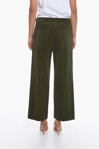 Pantaloni Cropped Fit in Velour a Coste
