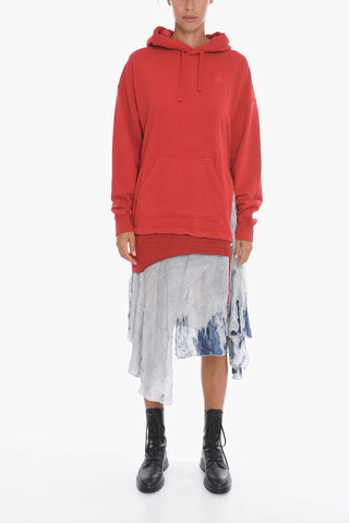 Vestito Hoodie D-ROLLIER Loose-Fit con Chiffon Asimmetrico
