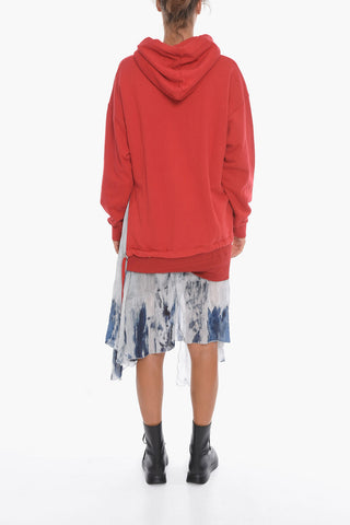 Vestito Hoodie D-ROLLIER Loose-Fit con Chiffon Asimmetrico