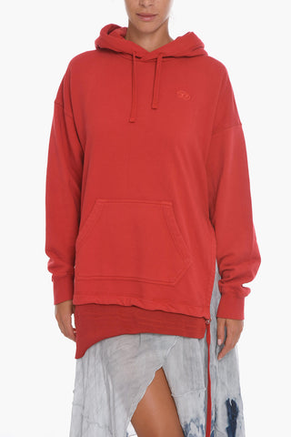 Vestito Hoodie D-ROLLIER Loose-Fit con Chiffon Asimmetrico