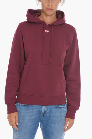 Felpa S-GINN UNISEX in Tinta unita con Logo Patch e Cappuccio