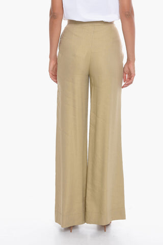 Pantaloni Palazzo in Misto Lino a 2 Pinces