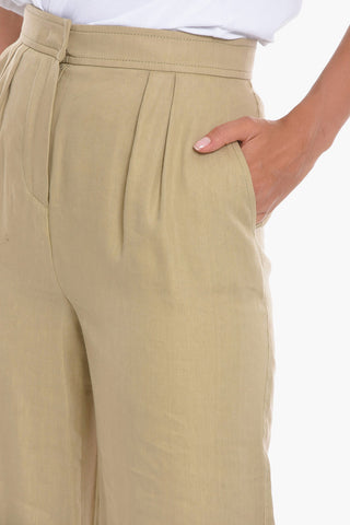 Pantaloni Palazzo in Misto Lino a 2 Pinces