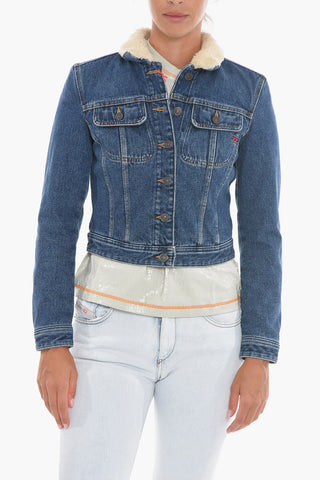LIBRARY Denim DE-SLIMMY-I Jacket with Faux Fur Collar
