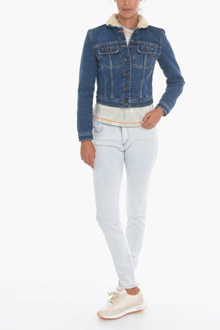 LIBRARY Denim DE-SLIMMY-I Jacket with Faux Fur Collar