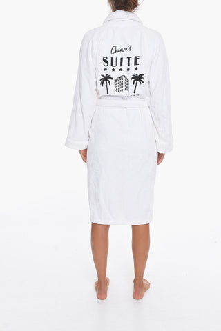 Terry-Cotton SUITE Bathrobe with Embroidery and Belt