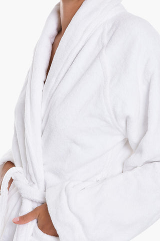 Terry-Cotton SUITE Bathrobe with Embroidery and Belt
