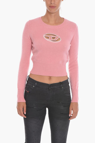 Crew-neck M-AREESA Cropped Sweater with Cut-Out Detail