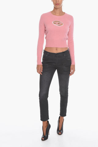 Crew-neck M-AREESA Cropped Sweater with Cut-Out Detail