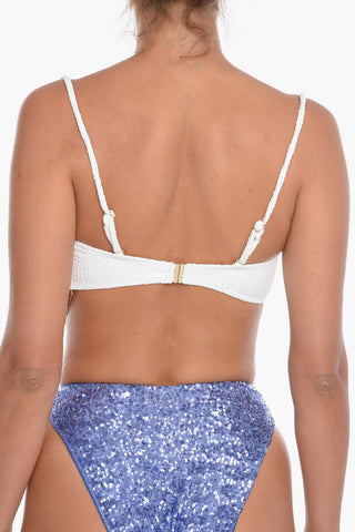 Seersucker Fabric  Bandeau MAHY Bikini Top with Frontwire