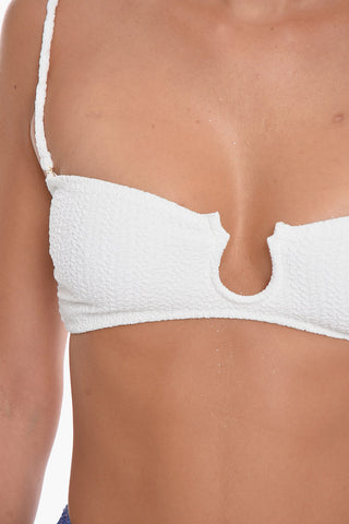 Seersucker Fabric  Bandeau MAHY Bikini Top with Frontwire