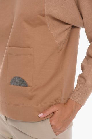 Fleeced-cotton Crewneck Sweatshirt with Pocket Detail
