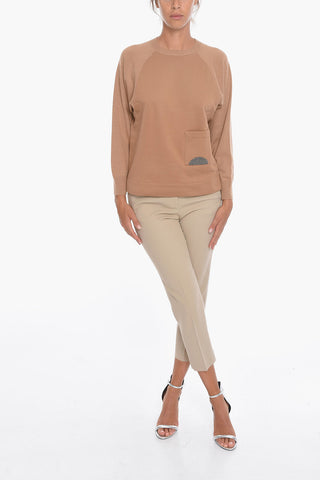 Fleeced-cotton Crewneck Sweatshirt with Pocket Detail