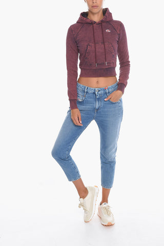 Acid Wash Effect D-ANGY Cropped Hoodie