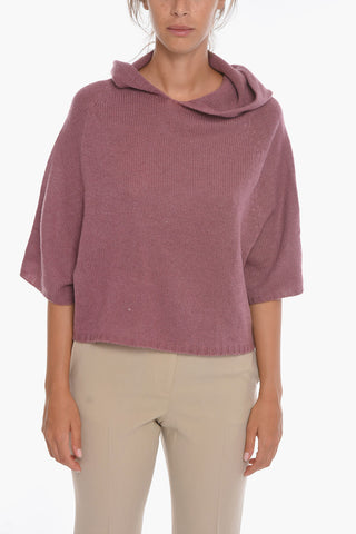 Cashmere Hooded Sweater with Batwing Sleeves