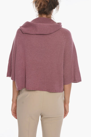 Cashmere Hooded Sweater with Batwing Sleeves
