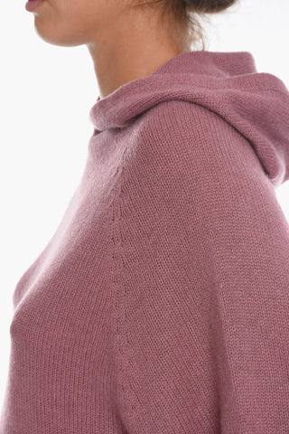 Cashmere Hooded Sweater with Batwing Sleeves
