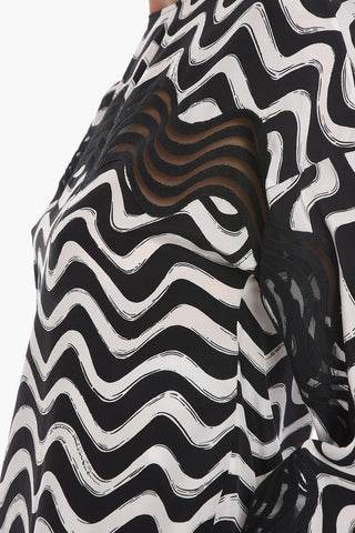 Silk Blouse AMAYA With Wave Pattern And Transparent Details
