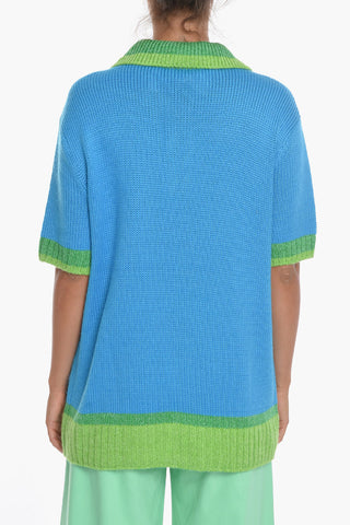 Oversized Argyle PORTELA Sweater with Polo Neckline