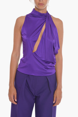 Cut-out Draped Top with Halter Neck
