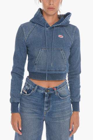 Cropped Hoodie D-ANGY with Denim Effect