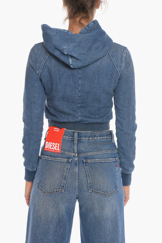 Cropped Hoodie D-ANGY with Denim Effect