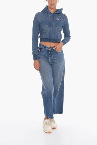 Cropped Hoodie D-ANGY with Denim Effect