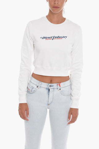 RED TAG Embossed Logo Crop F-SLIMMY-IND Crew-Neck Sweatshirt