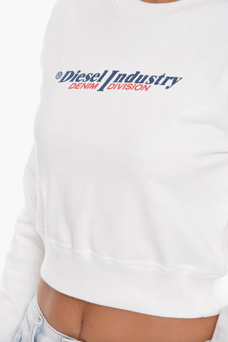RED TAG Embossed Logo Crop F-SLIMMY-IND Crew-Neck Sweatshirt