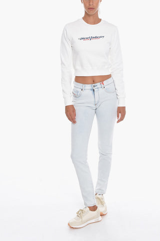 RED TAG Embossed Logo Crop F-SLIMMY-IND Crew-Neck Sweatshirt