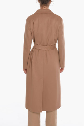 Virgin Wool Belted Coat with Peak Lapel