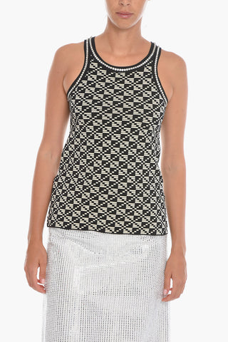 Jacquard ENA Tank Top with Crystal Application