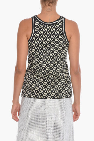Jacquard ENA Tank Top with Crystal Application