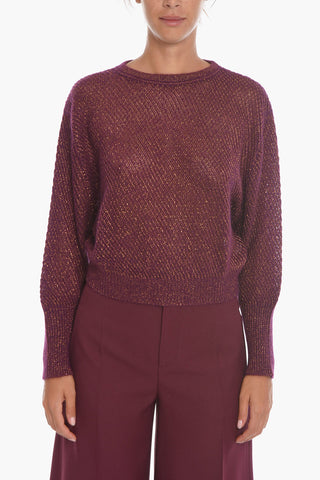 Crew Neck Mohair Blend Lurex Crop Sweater