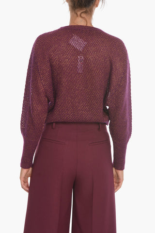 Crew Neck Mohair Blend Lurex Crop Sweater
