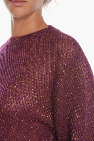Crew Neck Mohair Blend Lurex Crop Sweater