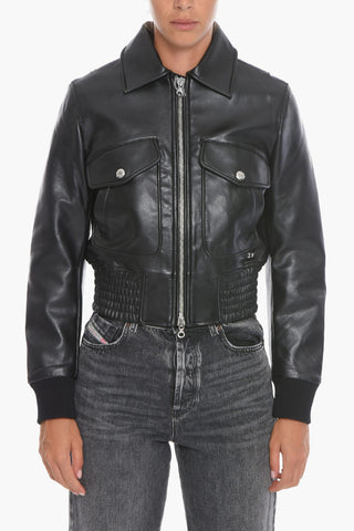 Faux Leather G-FEIJOA Cropped Jacket With Silver Details