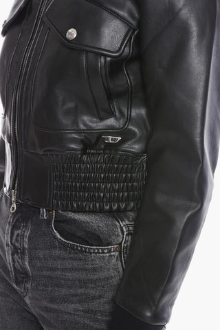 Faux Leather G-FEIJOA Cropped Jacket With Silver Details