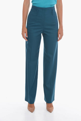 Pantaloni Straight Fit a 2 Pinces in Lana