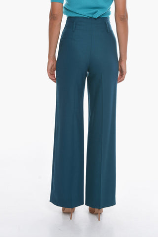 Pantaloni Straight Fit a 2 Pinces in Lana